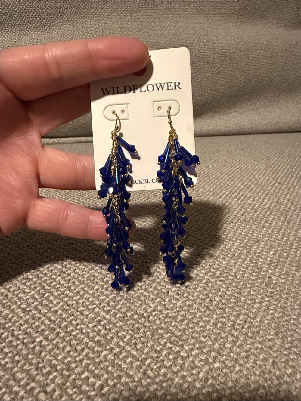 Wildflowers Navy Blue Cascading Bead Drop Earrings